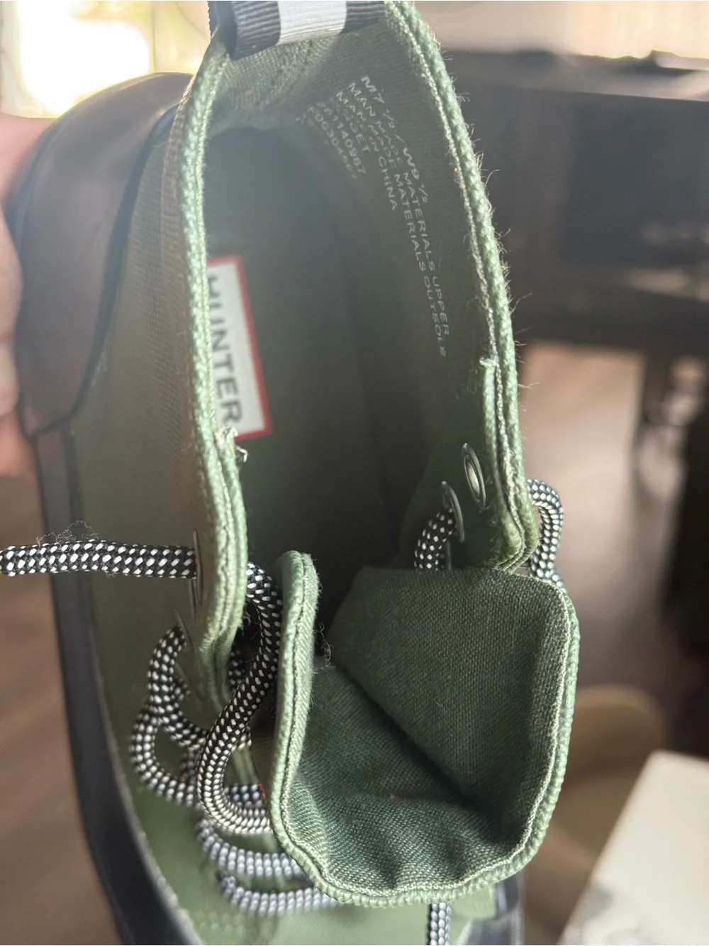 Hunter Olive Green Lace-Up Men's Boots